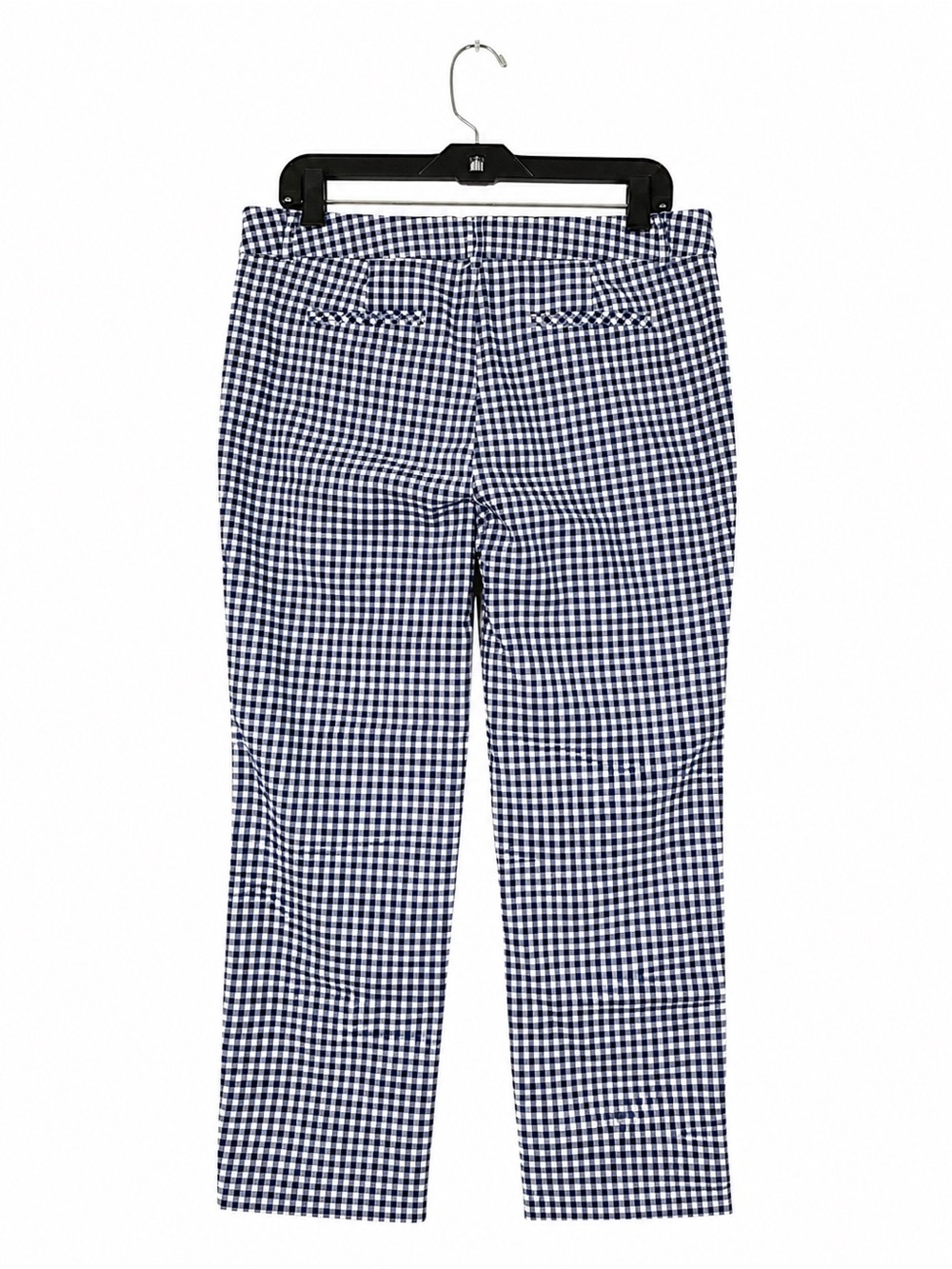 Holgen Navy Gingham Stretch Crop Pants Size 12 Preppy Collegiate Casual